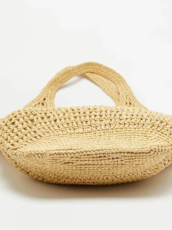 Prada Logo Cream/Black Woven Raffia Beach Bag - Picture 9 of 15